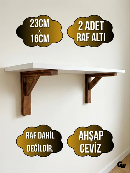 GOLDENWOODEN Raf Altı Ahşap Tutucu L Raf Ahşabı Duvar Sabitleyici(AHŞAP)(CEVİZ)(BEYAZ ÇAM) Ceviz 23cm x 16cm 23cm x 16cm - 2 ADET ürün görseli 1