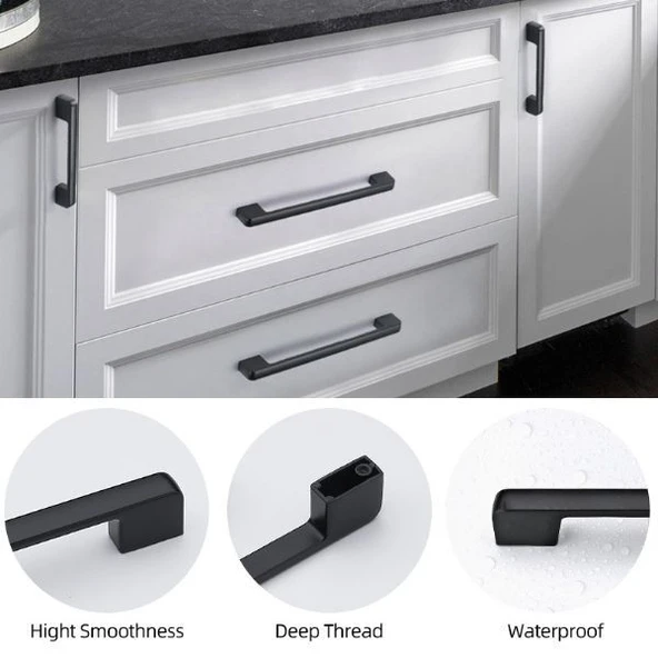 Marelli NERO BLACK siyah 128 mm mobilya dolap kulbu - Resim 5