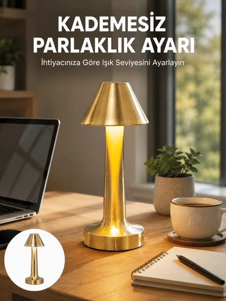 LED Masa Lambası 3 Renk Ayarlı Şarjlı Kablosuz Modern Tasarım Yeni Nesil ürün görseli 1