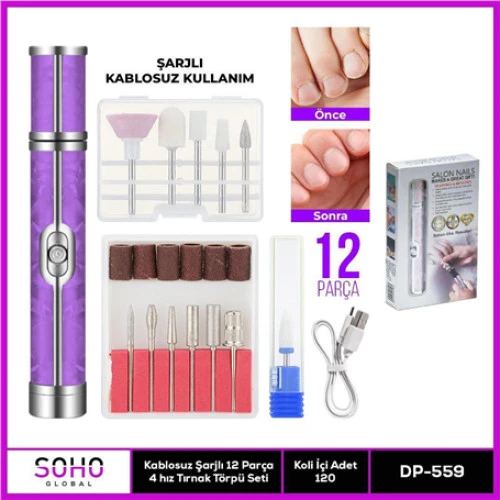 ŞARJLI 12 BAŞLIKLI MANİKÜR SETİ ürün görseli 1