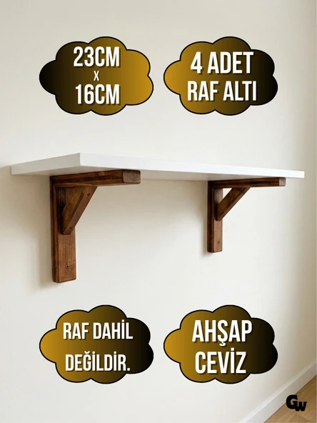 GOLDENWOODEN Raf Altı Ahşap Tutucu L Raf Ahşabı Duvar Sabitleyici(AHŞAP)(CEVİZ)(BEYAZ ÇAM) Ceviz 23cm x 16cm 23cm x 16cm - 4 ADET ürün görseli 1