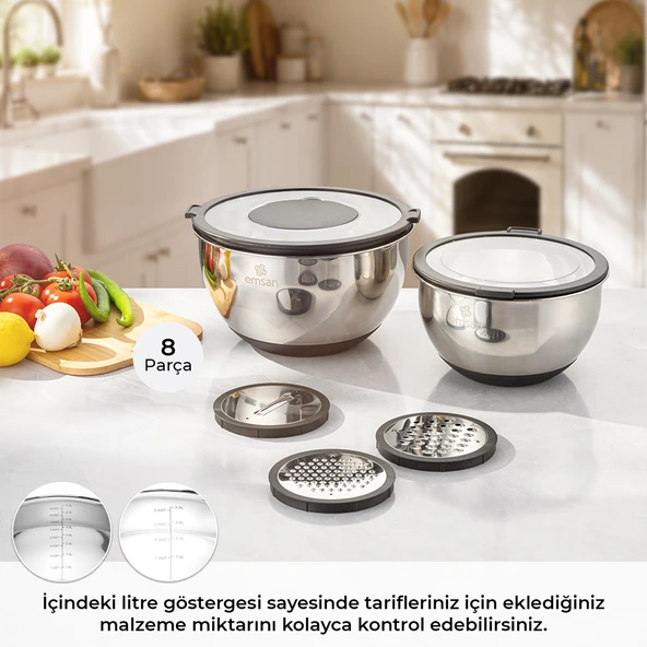 Emsan Cemre 8 Parça Rendeli Karıştırma ve Saklama Kabı ürün görseli 1