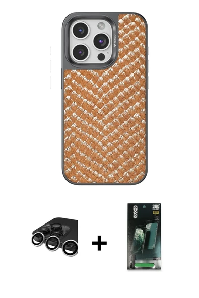 MARSİLYAN™- iPhone 15 Pro Kılıf Vadi Özel Seri - Siyah 360 Mat Full Body Arka Koruyucu + Raze Metal Kamera Lens - GS ürün görseli 1