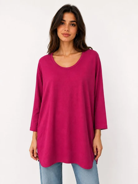 Kadın Relaxed Fit Uzun Kollu Regular Boy Viskoz Bluz - Pembe ürün görseli 1