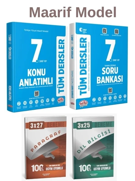 Editör + Anla Kazan 7. Sınıf Maarif Model Tüm Dersler Soru ve Konu ile Anla Kazan Deneme 4 lü Set ürün görseli 1