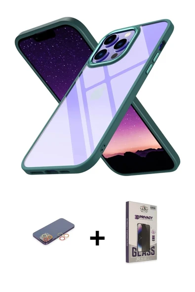 MARSİLYAN™- iPhone 13 Pro Max Kılıf Nova Işık Serisi - Siyah Bilvis Hayalet Cam Ekran Koruyucu + Renkli Kamera Lens Koru ürün görseli 1