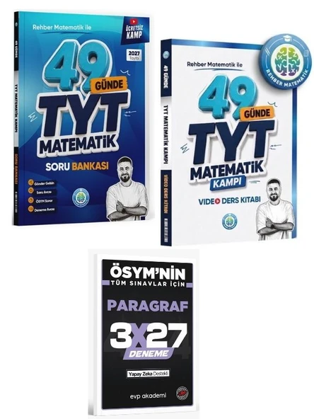 Rehber Matematik 2027 TYT 49 Günde Matematik Video Ders Notarı + Soru Bankası ve EVP PAragraf Deneme ürün görseli 1