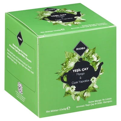 RIOBA Yeşil Poşet Çay 10 Lu 2 G Mango&Çiçek 3'li Ekonomik Paket ürün görseli 1