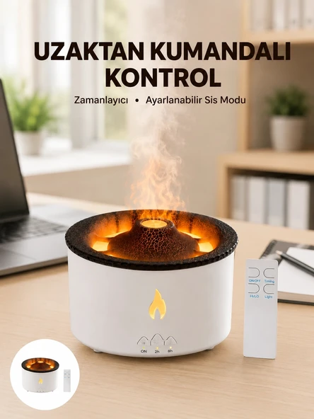 Alev Efektli Buhar Makinesi – Aromaterapi, Nemlendirme Ve Işık Modlu Tasarım Yeni Nesil ürün görseli 1