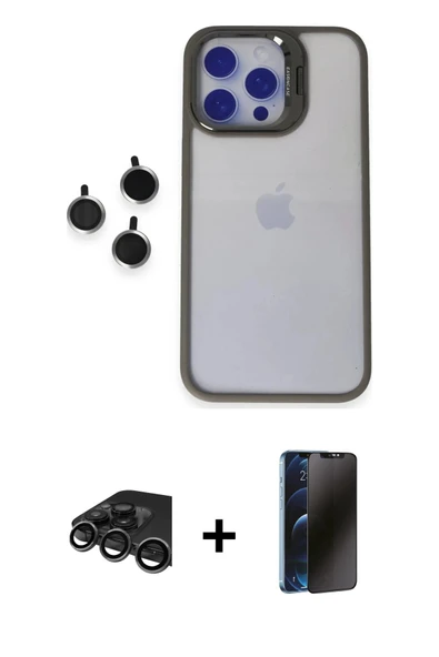 MARSİLYAN™- iPhone 15 Pro Max Kılıf Yankı Asil Serisi - Siyah 3D Antistatik Hayalet Cam Ekran Koruyucu + Raze Metal Kame ürün görseli 1