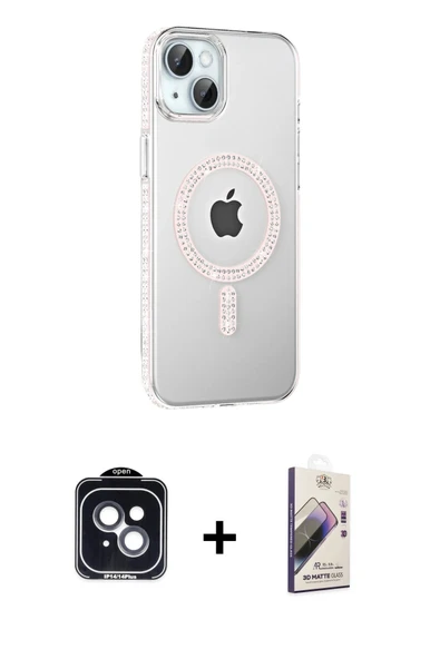 MARSİLYAN™- iPhone 14 Kılıf Yörünge Koleksiyonu - Siyah Bilvis 3D Mat Cam Ekran Koruyucu + PVD Metal Kamera Lens - SH ürün görseli 1