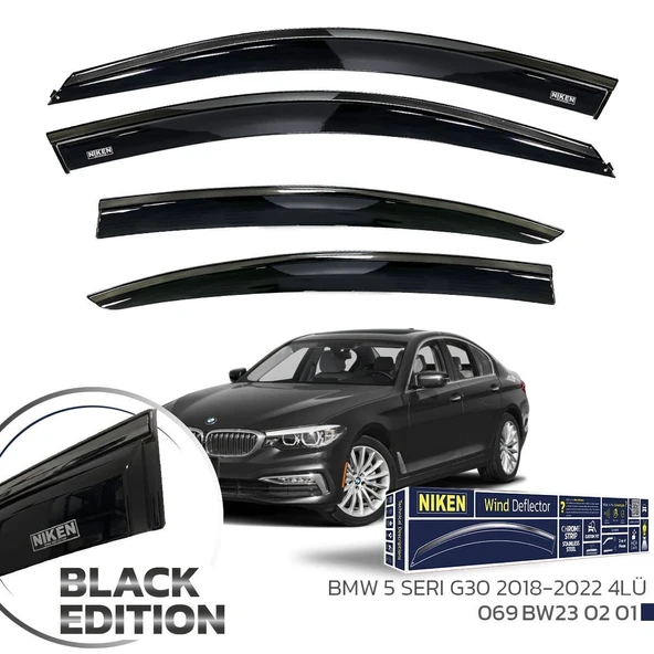 Niken Bmw 5 Serisi G30 Cam Rüzgarlığı Siyah Kromlu 4'Lü 2018-2022 Arası Uyumlu ürün görseli 1