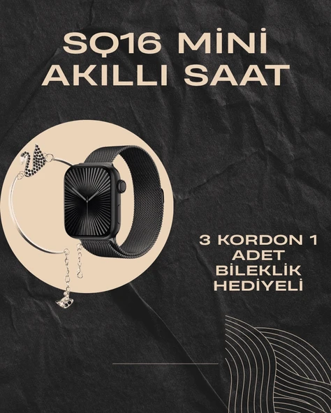 SQ-16 Mini Series 10 Akıllı Saat | Şık ve Hafif Tasarım, 3 Kordon Seçeneği ürün görseli 1