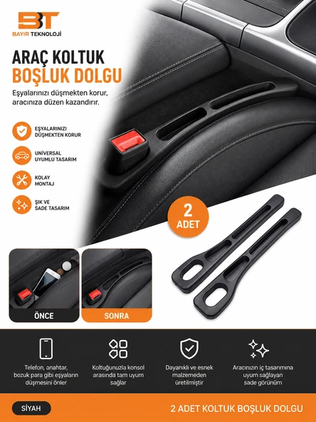 Yeni Nesil Esnek Telefon Cüzdan Anahtar Para Düşme Engelleyici Araç Koltuk Arası Düzenleyici Siyah ürün görseli 1