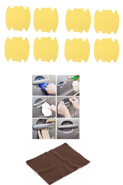 9lu Set Araba Kapı Kolu Koruyucu Çizilme Önleyici Şeffaf Sticker Film Koruma Seti ürün görseli 1