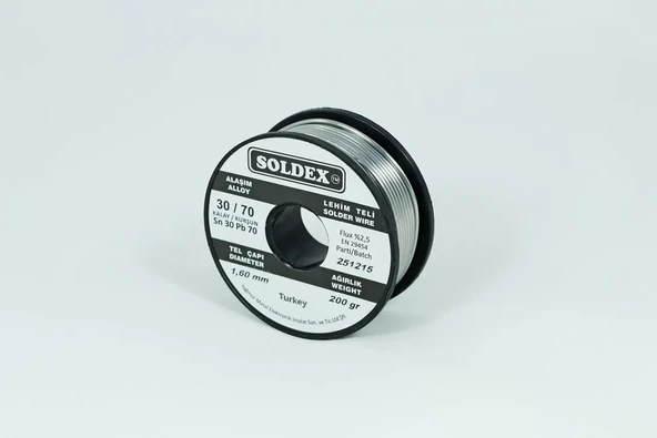 Soldex 30-70 Lehim Teli 200 Gr 1,6 Mm Sn:30 - Pb:70 ürün görseli 1