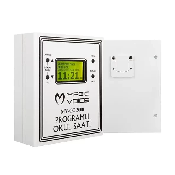 Magicvoice Mv-Cc2000 Usb Duvar Tipi Programlı 20 Adet Mp3 Formatı Zil / İstiklal Marşlı Akıllı Dijital Okul Saati (Çan Takılabilir) ürün görseli 1