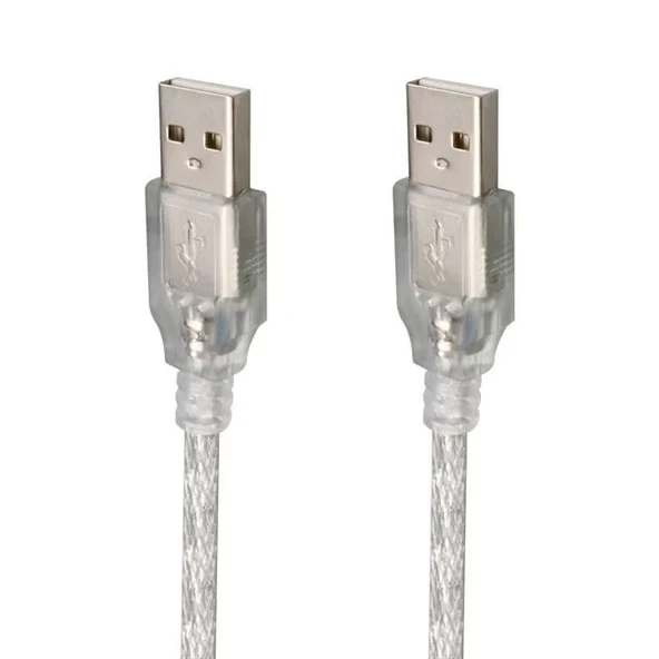 Usb Erkek-Erkek Şeffaf Kablo 5 Metre ürün görseli 1