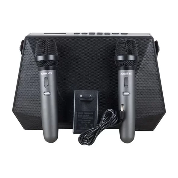 Shile Sl-3A İki El Mikrofonlu Kumandalı Usb/Sd/Bt Portatif Hoparlör ürün görseli 1