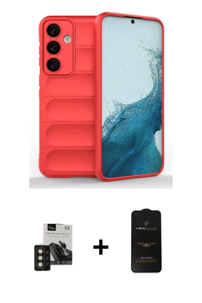 MARSİLYAN™- Galaxy S24 Kılıf Atlas Koleksiyonu - Siyah 6D Antistatik Mat Seramik Hayalet Nano Ekran Koruyucu + PVD Metal ürün görseli 1