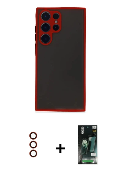 MARSİLYAN™- Galaxy S23 Ultra Kılıf Ahenk Çizgi Serisi - Şeffaf 360 Full Body Arka Koruyucu + Metal Kamera Lens - KI ürün görseli 1