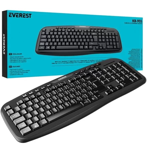 Kb-955 Siyah Usb Kablolu Q Standart Klavye - Resim 3