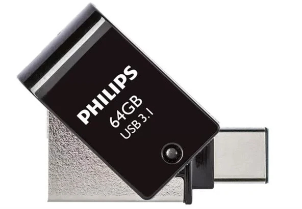 Fm64Dc152B/00 64Gb 2 In 1 Type-C/Usb 3.1 Siyah Gri Usb Flash Bellek ürün görseli 1