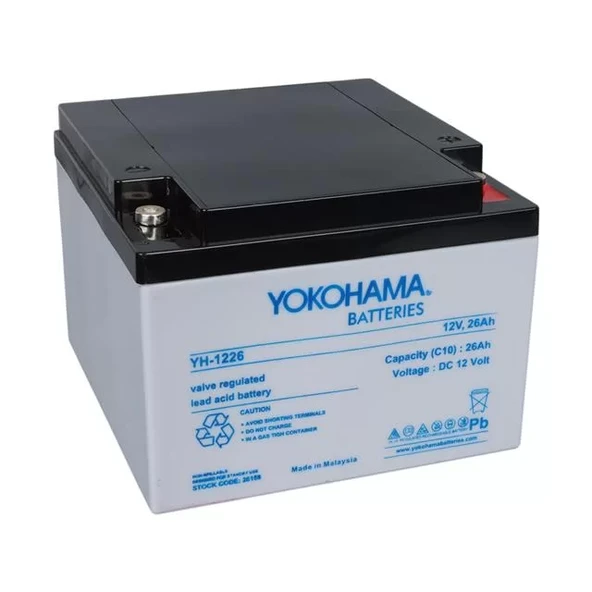 Yokohama Yh-122.6 12 Volt 26 Amper Akü (165X176X125 Mm) ürün görseli 1