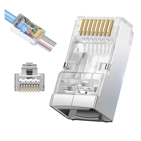 Pm-25748 Ez Plug Yeni Nesil 8 Pin Uçlu Rj45 Soket 8P/8C (100’Lük Paket) ürün görseli 1
