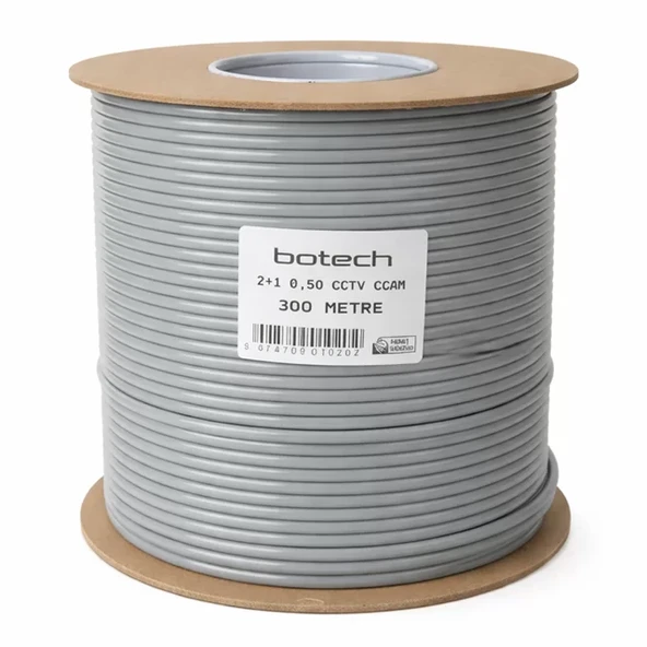 Botech 300 Metre 2+1 0.50Mm Cca Koaksiyel Cctv Kamera Kablosu ürün görseli 1