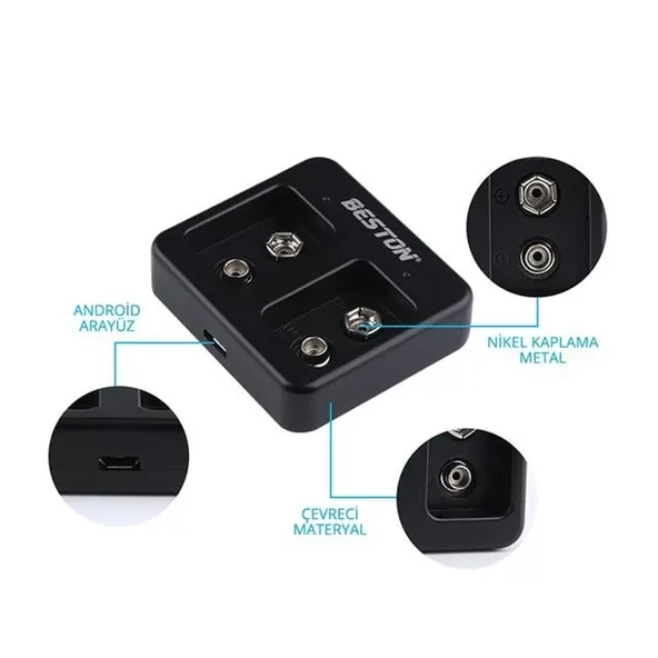 Beston M7005 Siyah 2 X 9 Volt Pil - Resim 3