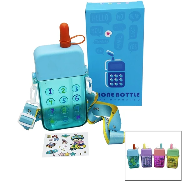 Matara Telefon Renkli Mika Kristal Suluk Matara Pipetli Vidalı Kapak Askılı 300Ml ürün görseli 1