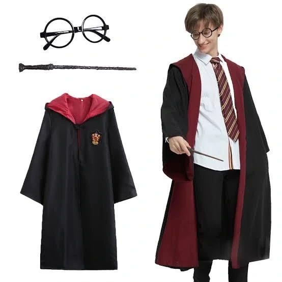 Harry Potter Gryffindor Kapişonlu Çocuk Kostüm + Asa + Gözlük Seti 11-12 Yaş ürün görseli 1