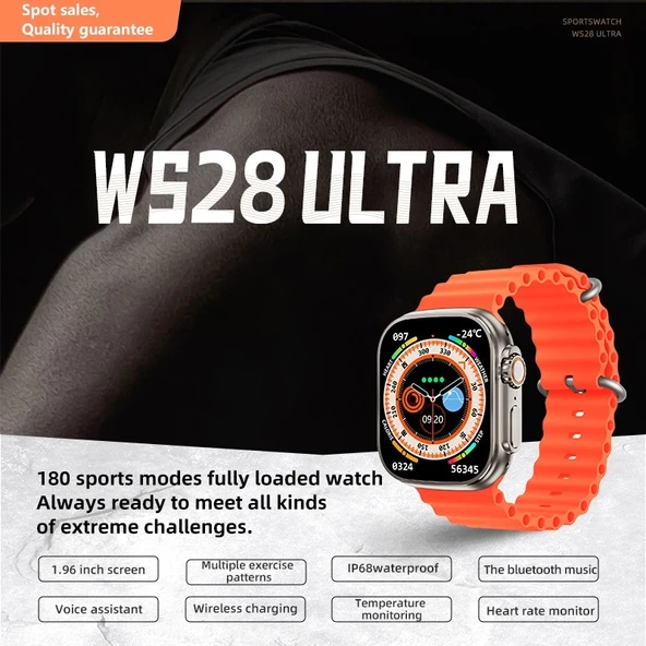 Ws28 49Mm Ateş Nabız Ölçer Akıllı Saat - Resim 5