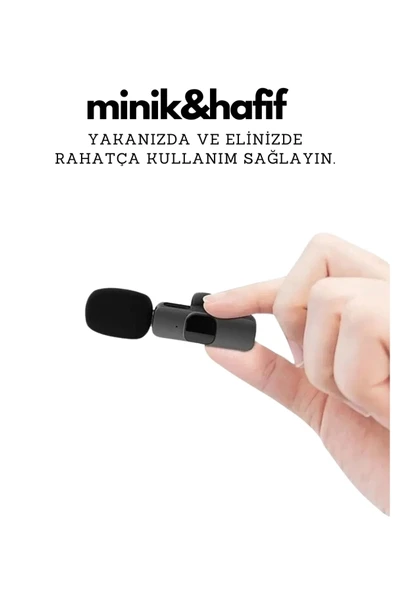 Çiftli Yaka Mikrofon Seti Telefon Vlog Yayın - Resim 2