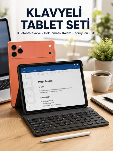 Klavyeli Tablet Pc Kalem Kılıf Ve Ekran Koruyucu Hediyeli Android Set ürün görseli 1