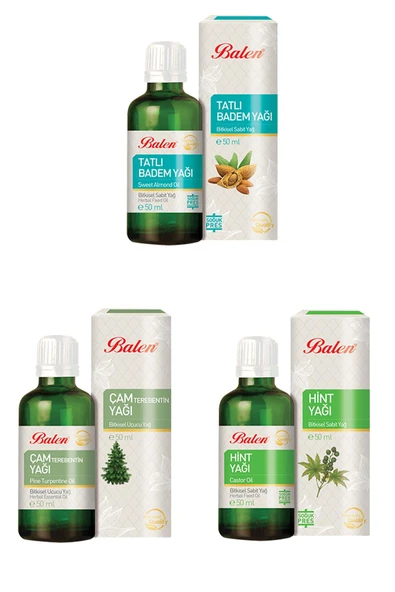 Balen Tatlı Badem Yağı + Çam Terebentin Yağı + Hint Yağı 3 x 50 ML ürün görseli 1