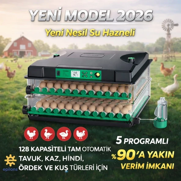 Fx-128 Model Tam Otomatik Kuluçka Makinesi – Çift Katlı, Çift Güç Sistemli, Su Hazneli Yeni Nesil İnkübatör ürün görseli 1