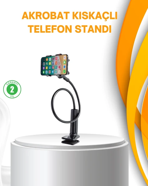 Esnek Gövdeli Mandallı Masaüstü Telefon Tutucu ürün görseli 1