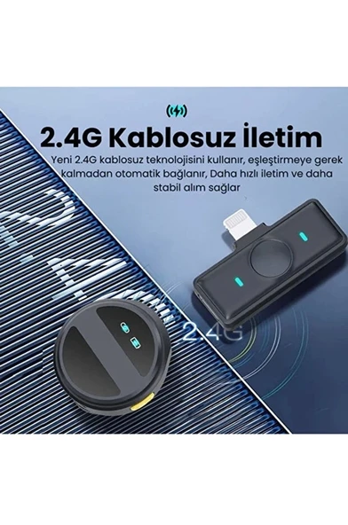 2 Adet Profesyonel Yaka Mikrofonu Lighting Klipsli - Resim 3