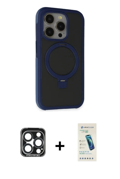 MARSİLYAN™- iPhone 15 Pro Max Kılıf Ahenk Yansıma Özel Seri - Şeffaf Pasifik Cam Ekran Koruyucu + PVD Metal Kamera Lens ürün görseli 1