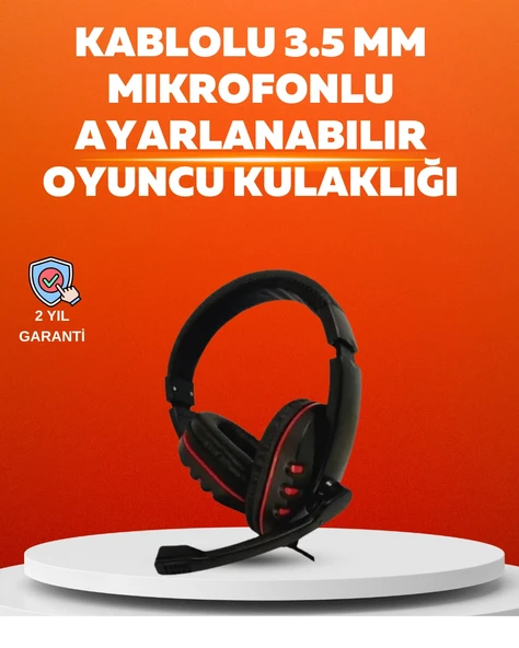Stereo Kırmızıkulaklığı Yumuşak Pedli Mikrofonlu ürün görseli 1