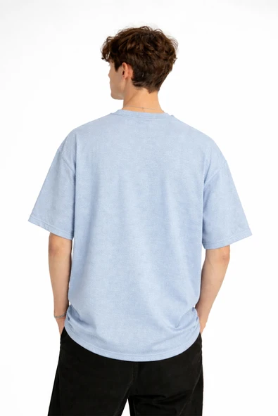 Wolf - Oversize Erkek Tişört Bebek Mavisi - Resim 4
