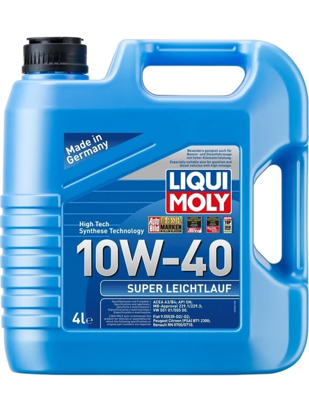 Liqui Moly Super Leichtlauf 9504 10W-40 Motor Yağı 2026 ÜRETİM ürün görseli 1