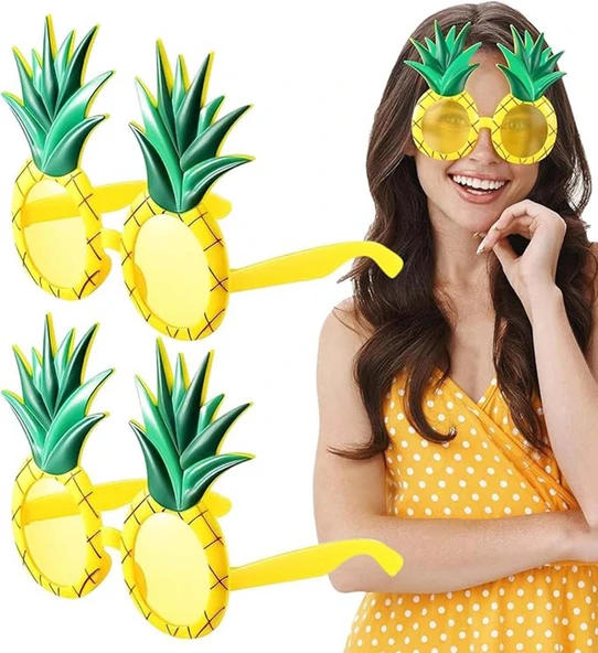Tropikal Hawaii Ananas Şekilli Parti Gözlüğü ürün görseli 1