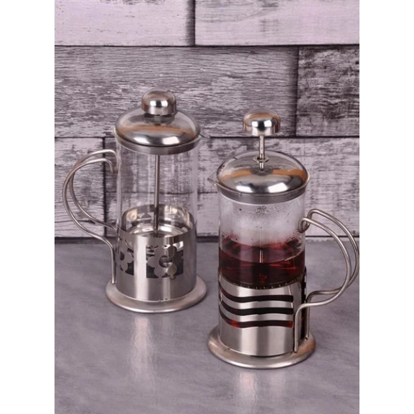 Çelik Kulplu Cam French Press - 350 Ml - Resim 5