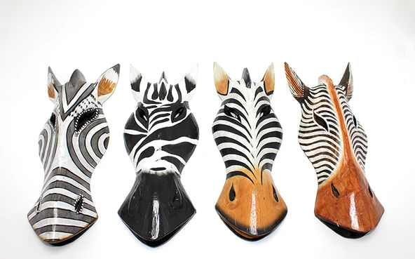 Ahşap Duvara Asmalı 30 Cm Zebra Maske ürün görseli 1