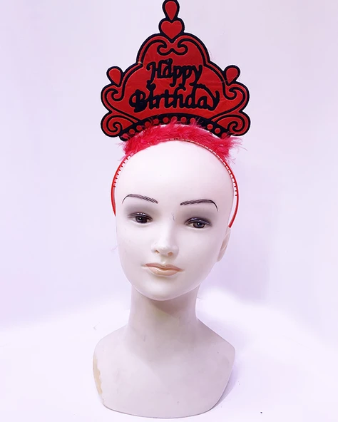 Happy Birthday Neon Kırmızı Doğum Günü Tacı ürün görseli 1