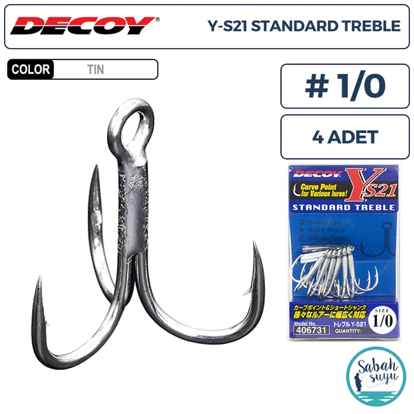 Decoy Y-S21 Standart Treble Üçlü İğne TIN #1/0 (4 Adet) ürün görseli 1