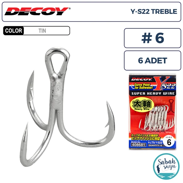 Decoy Y-S22 Standart Treble Üçlü İğne TIN #6 (6 Adet) ürün görseli 1